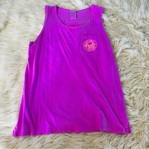 VS PINK neon logo tank top pocket tee